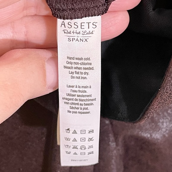 Assets by Spanx Women's Burgundy Leather Stretchable High-Rise Leggings Size XL - Picture 6 of 10